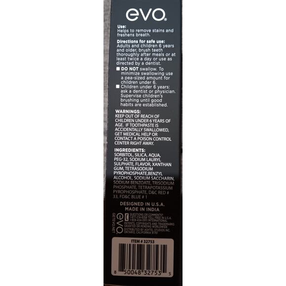 EVO PURPLE INSTANT TEETH COLOR CORRECTION PEPPERMINT TOOTHPASTE (2) EXP. 11/2026 - Picture 2 of 4